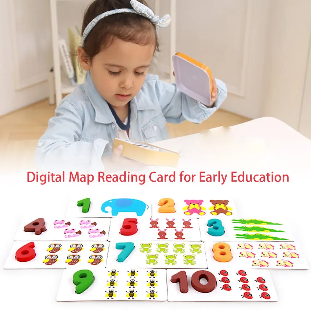 Map Reading Digital Card Baby Toy Montessori Materials Educational Wooden Toys for Children Math Toy for Kids Number Matching