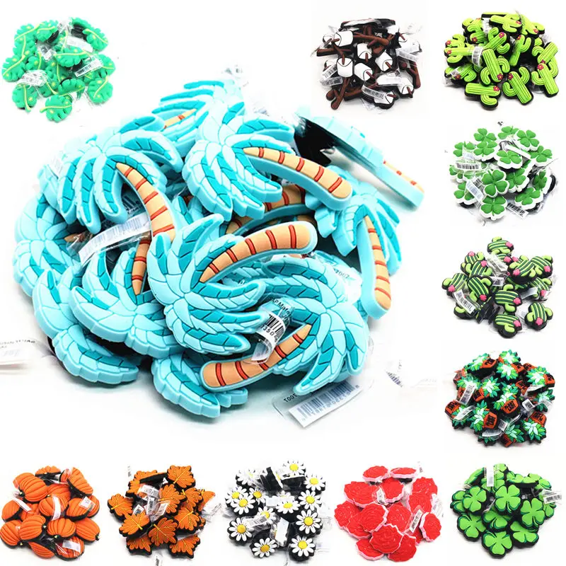 

Wholesale Daisy Pumpkin Leaves Shoe Charms Decorations Novelty Green Plants PVC Shoes Accessories fit Croc JIBZ X-mas Kids Gifts