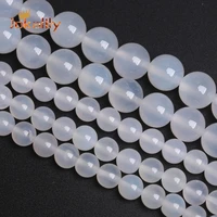 natural white agates onyx beads hight quality round loose stone beads for jewelry making diy bracelets accessories 4 6 8 10 12mm