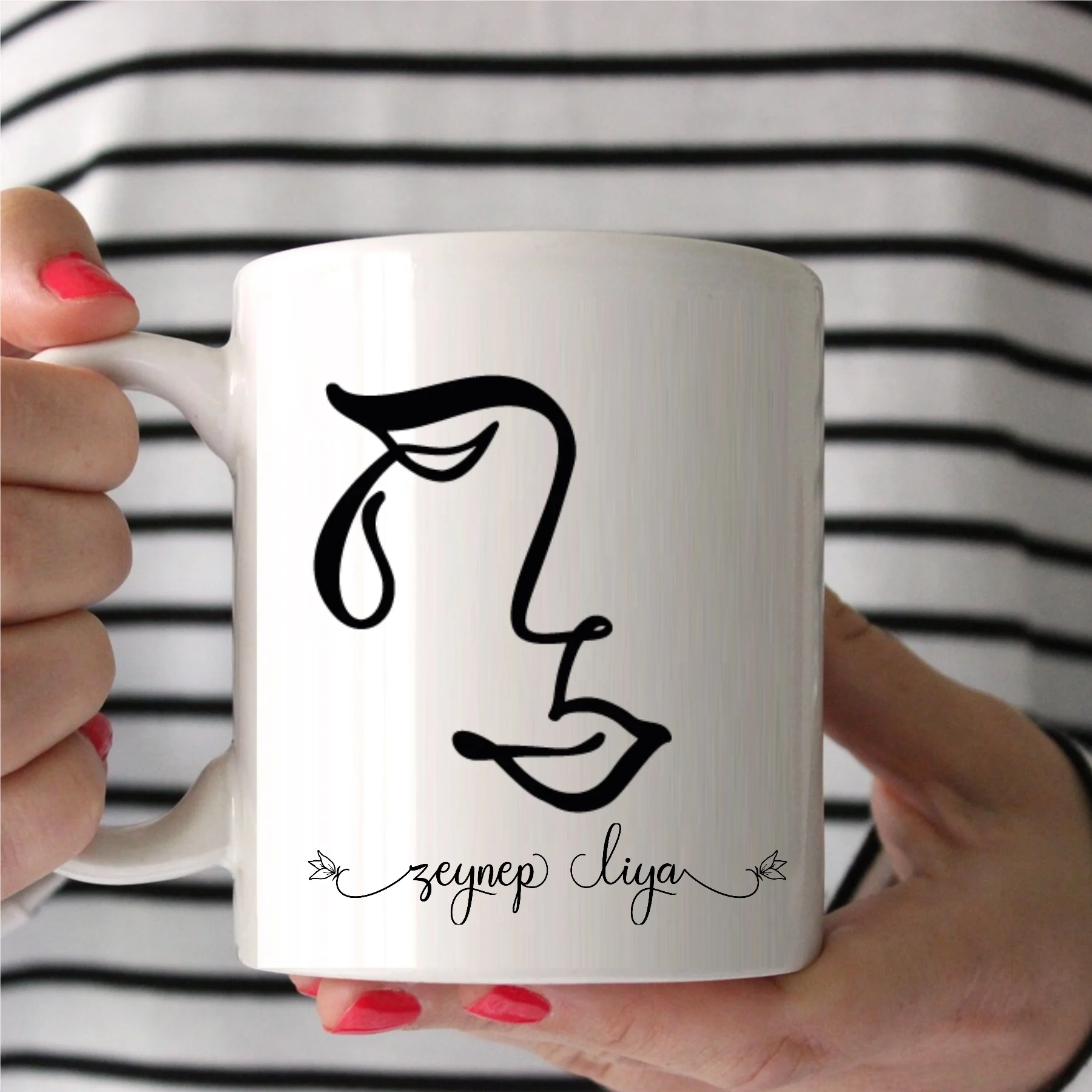 

Personalized Abstract Faces Design White Mug-4