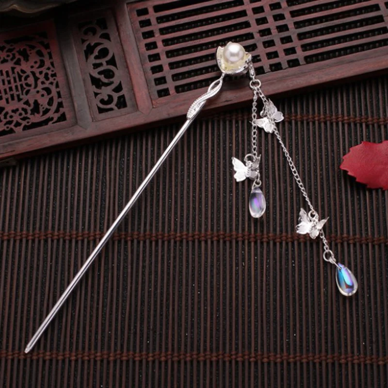 

Pearl Plate Hairpin Bridal Headdress Hair Sticks Fashion Tassel Hair Claw Jewelry Ornaments Chinese Ancient Style
