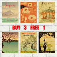 visit tokyo japan travel retro kraft paper poster bar office coffee shop home art wall decoration