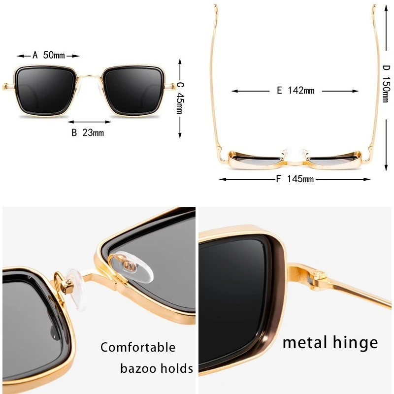 

New Vintage Metal Steampunk Sunglasses Men Women Square Sun Glasses For Men Women Stylish Retro Brand Shades Male Female UV400