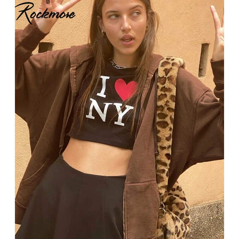 

Rockmore, коричневый, большой размер, толстовки для женщин, винтажный, на молнии, свободный свитер, зимняя куртка с карманами, с длинным рукавом, ...