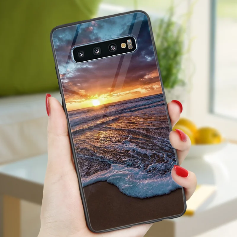 Глянцевый чехол Sea Moon для телефона Samsung Galaxy S8 Plus S9 S10 + Lite S10E S20 FE Ультратонкий Capa |