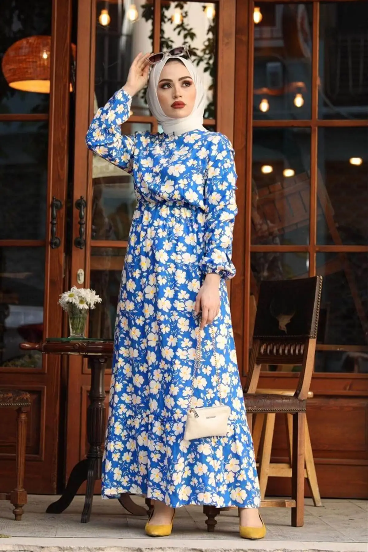 

Daisy Pattern Woven Dress Fashion Muslim Women Hijab Dress