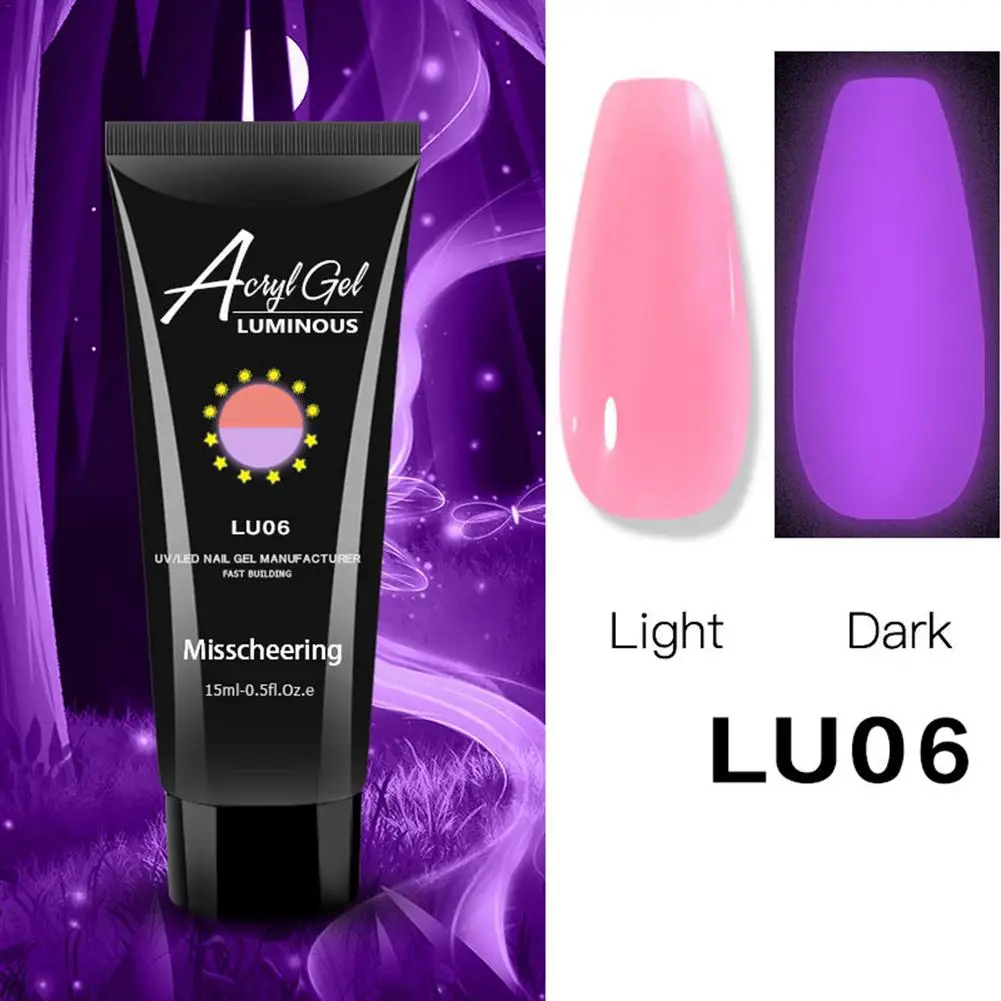 

15ml Poly Acrylic Nail Shiny Extension Gel Glow In Dark Quick Building Poly Extensions Constructing Nail Gel Polish Extend Set