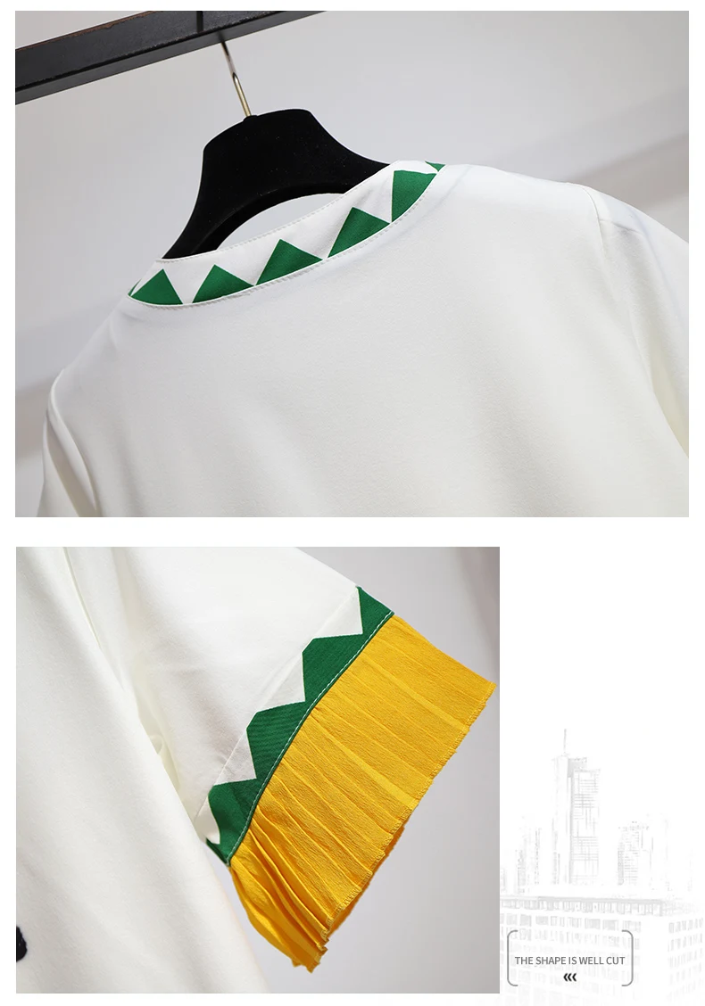 

4XL Plus Size Women Harajuku Print Long Dress Summer 2021 Fashion Short Sleeve Patchwork Loose Casual Pleated Ruffle Midi Dress