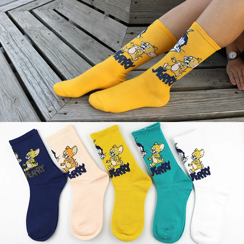 Персональные забавные модные Мультяшные счастливые Мужские Женские носки