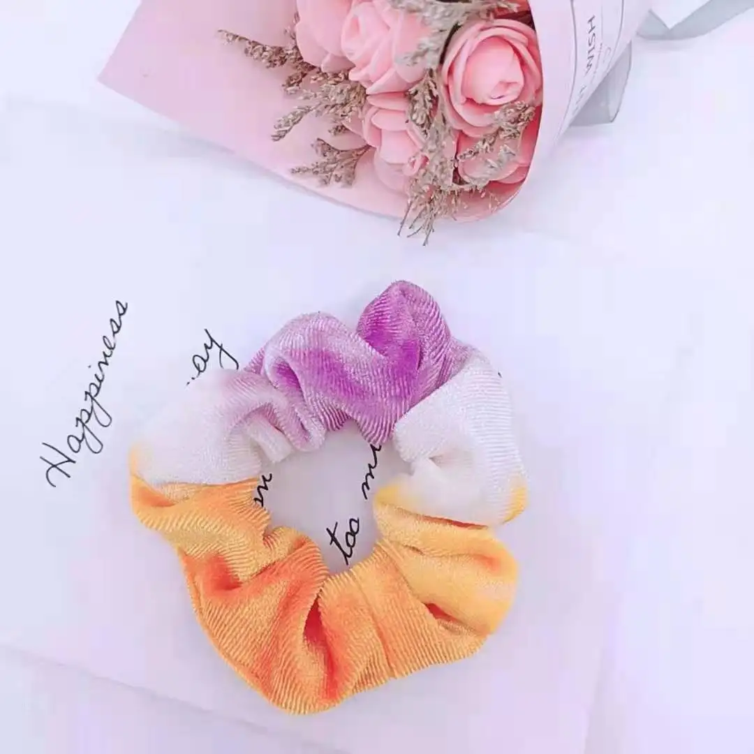 

Glitter Lady Hair Scrunchies Ring Elastic Hair Bands Pure Color Bobble Sports Dance Velvet Soft Charming Scrunchie Hairband