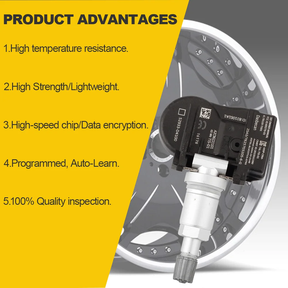Датчик мониторинга давления в шинах SOPEDAR TPMS 433 МГц 52933-D4100 для KIA Optima Sportage Hyundai Elantra I30