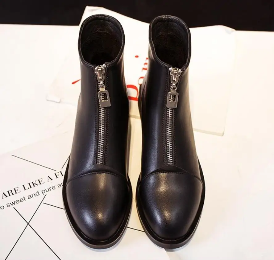 Zapatos de mujer Черные сапоги до бедра на плоской подошве в британском стиле Женская