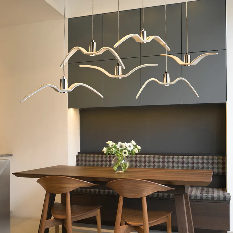 Nordic Seagull Design Led Chandeliers For Bar/Kitchen Birds Chandelier Ceiling Acrylic Lustre Suspension Luminaire Light Fixture