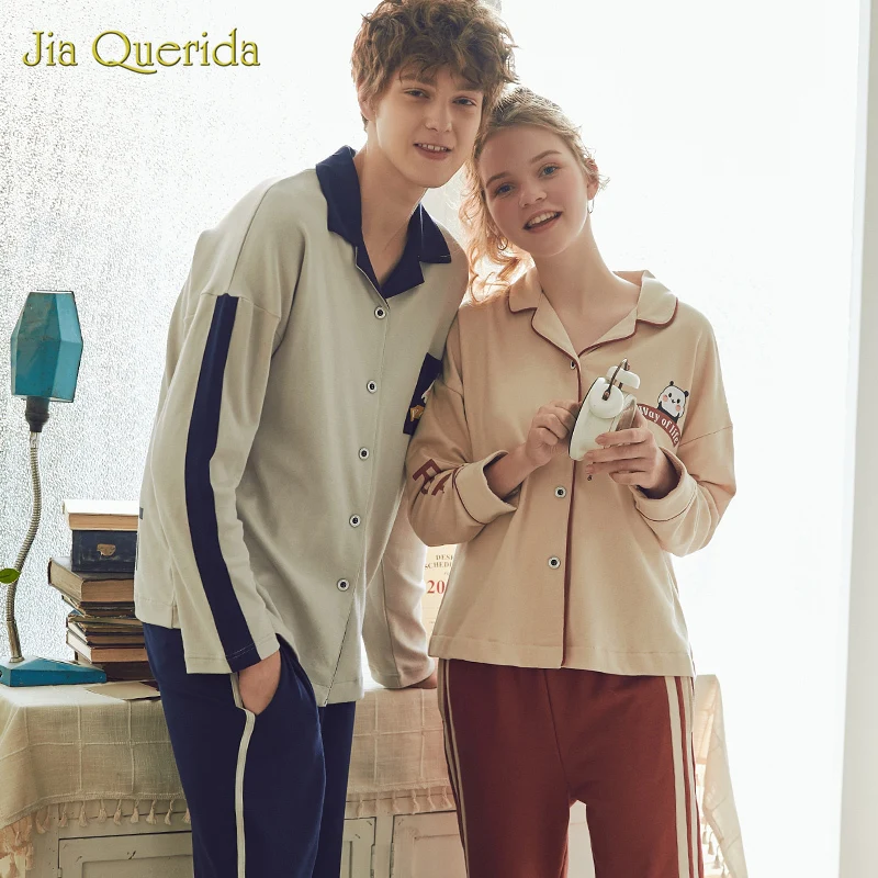 Домашняя одежда с отложным воротником пижама для пар пижамы мужчин и женщин