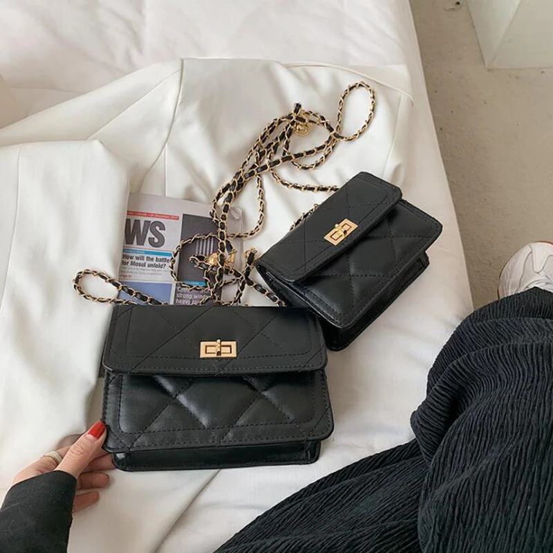 

2021 New Summer Flap Women's Shoulder Bags Luxury Designer Chain Mini Crossbody Bag Diamond Lattice PU Leather Shopper Handbags
