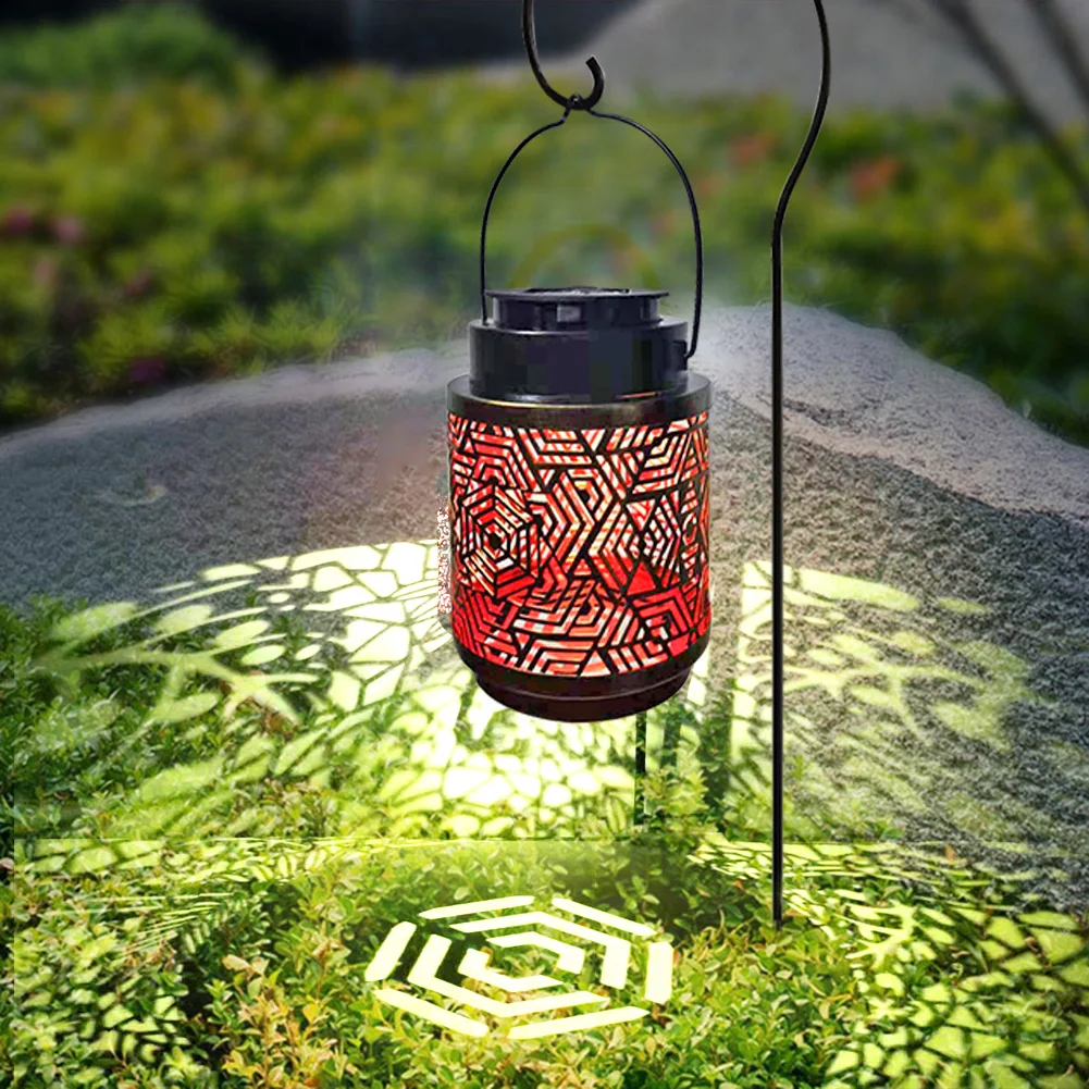 

LED Hollow Lantern Projection Lights Solar Outdoor Hanging Lamps Garden Multifunction Waterproof Practical LED Night Light
