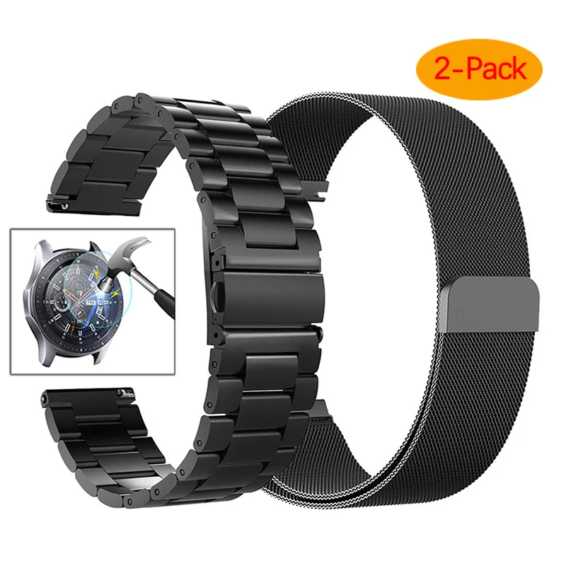 22 мм Универсальная Миланская петля для samsung gear S3 Classic/S3 Frontier/galaxy watch 46 мм регулируемый ремешок из нержавеющей стали - Цвет ремешка: black black