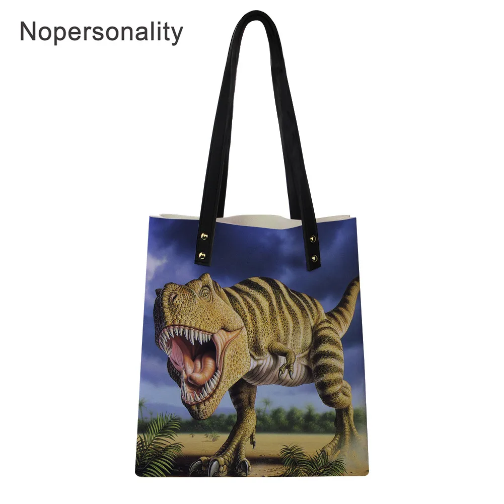 

Nopersonality 3D крутые кожаные сумки с принтом динозавра, женские повседневные сумки-тоуты для покупок, сумка через плечо из ПУ для девочек-подрос...