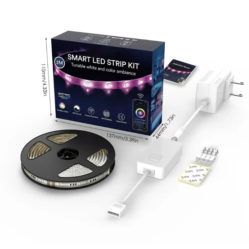 

WiFi Smart RGB LED Strip Lights, SMD 5050 LED Rope Light Music Sync Color Changing for Bedroom Home and Kitchen