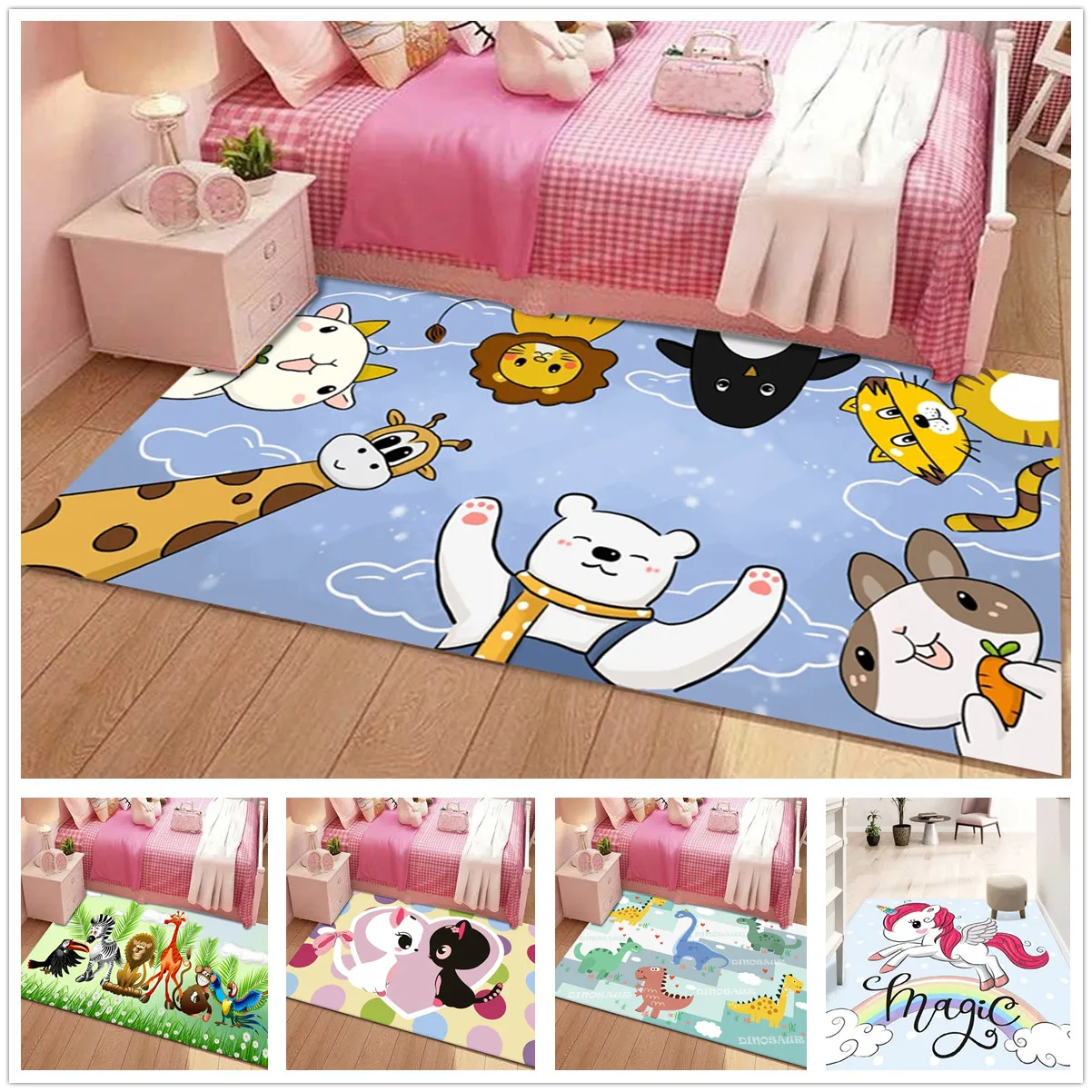 

Cartoon 3D Living Room Rug Carpet Long Hallway Corridor Area Rug Child Bedroom Kitchen Mat Anti-skid Floormat Entrance Doormat