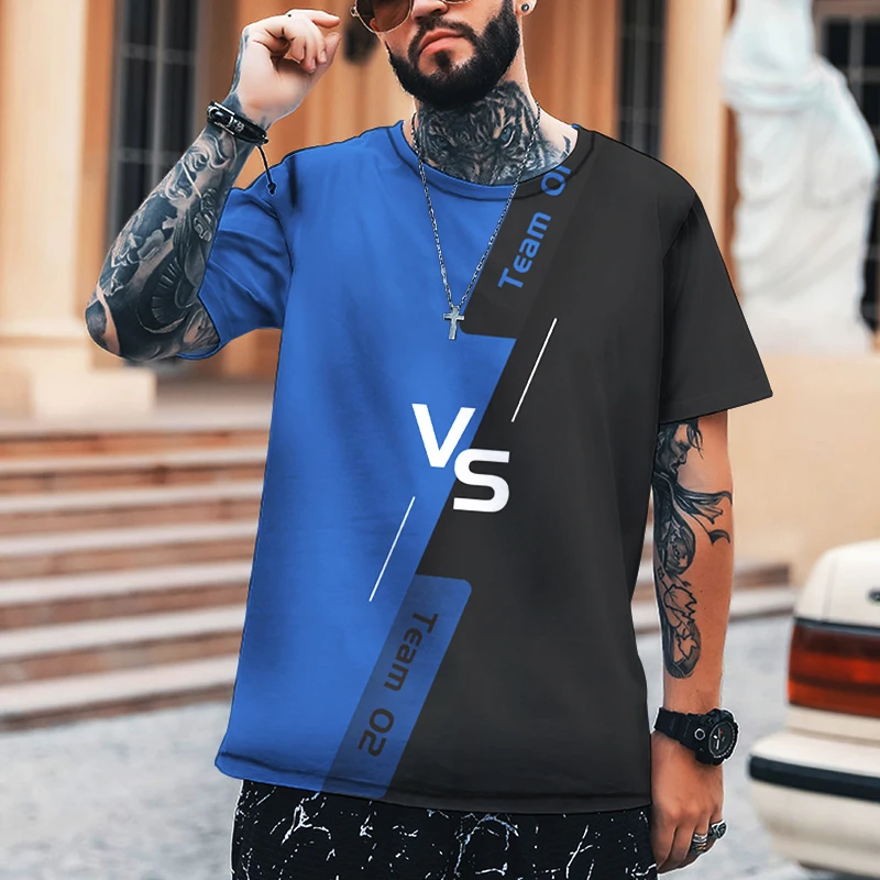 

21/22 New Kyck Men's Shirt Without Bottoming Shirt Colored Seams Vs 3d Printed Shirt Round Neck High Quality T-shirt Plus Size