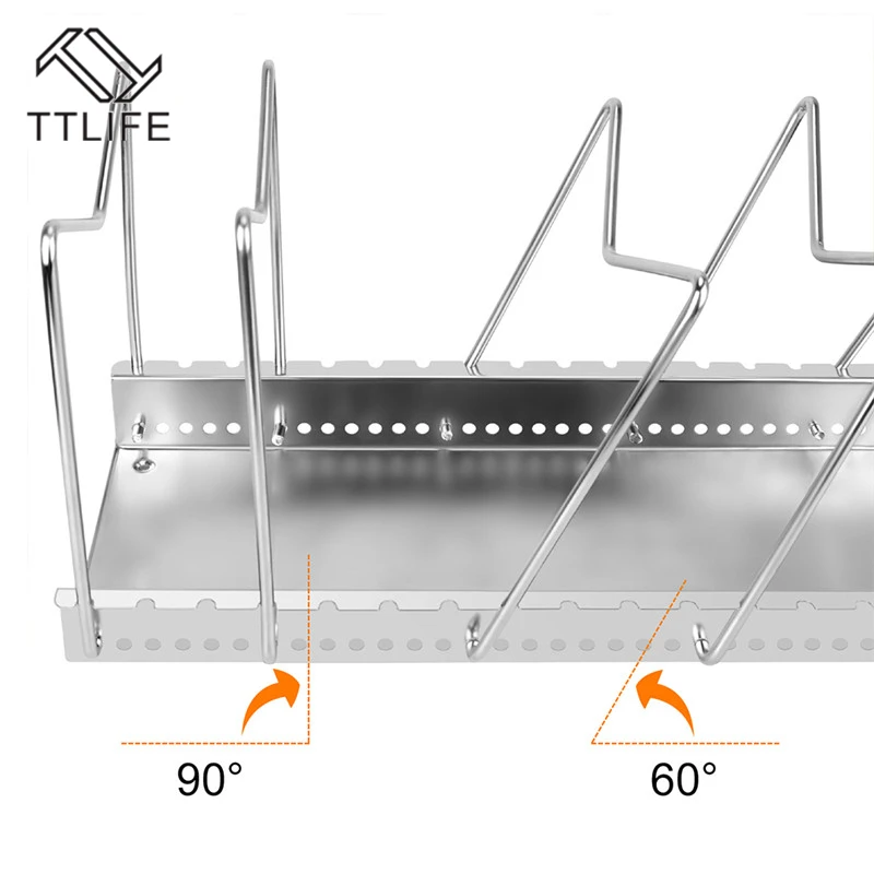 Подставка для крышек кастрюль кухонный Органайзер из нержавеющей стали двойная