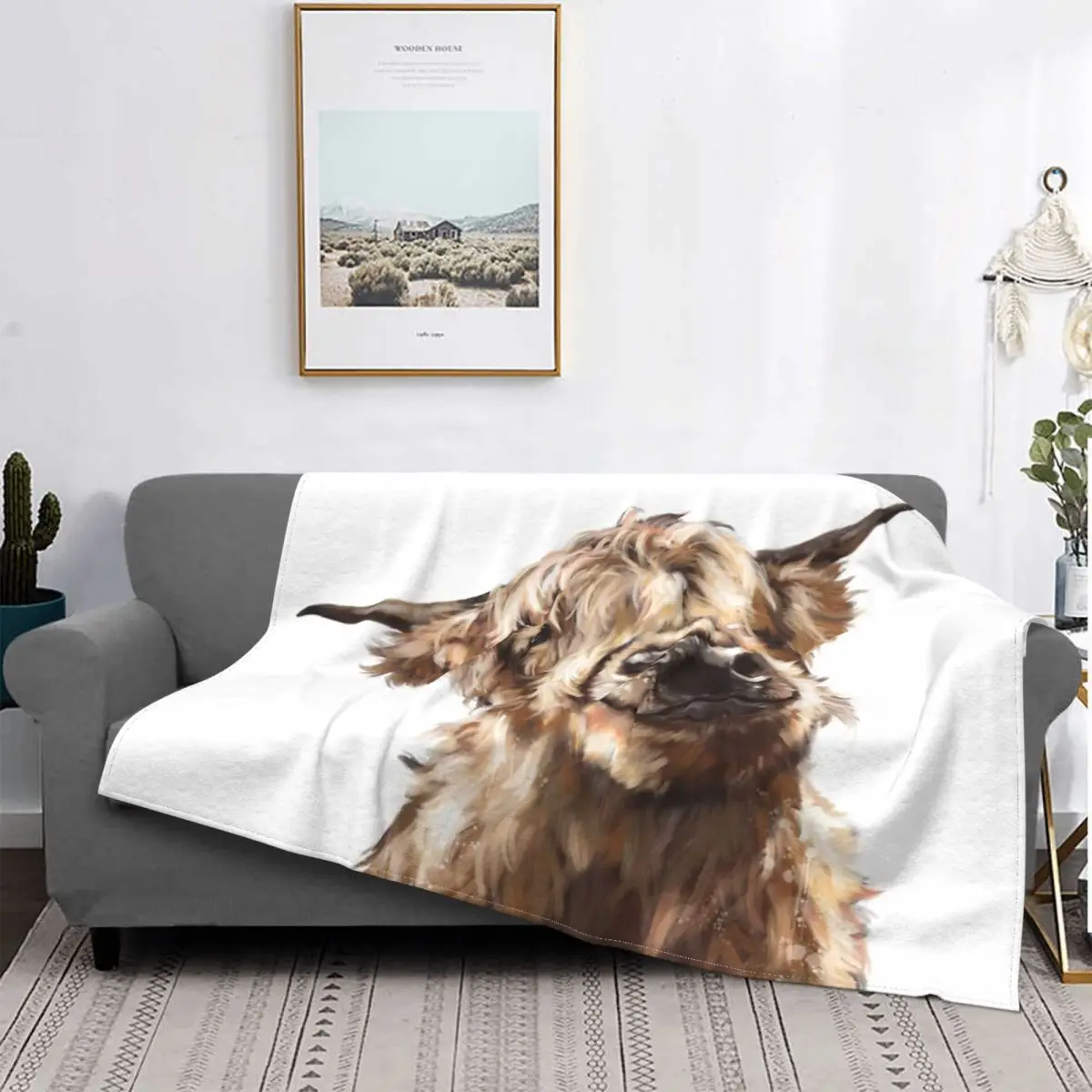 

Highland Cow-colcha para cama, 2 Manta, a cuadros, mullida, double Manta