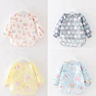 Водонепроницаемый детский нагрудник-бандана, мультяшный нагрудник, Детский фартук с длинным рукавом, одежда для самостоятельного кормления