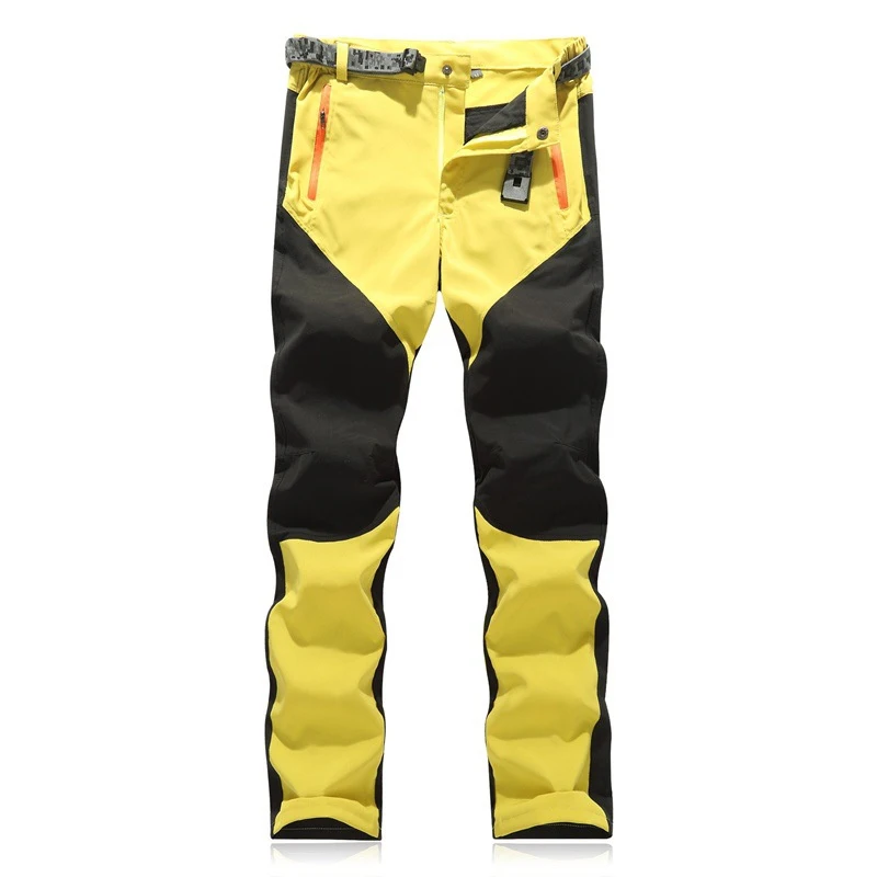 Yellow Мужские походные брюки, водонепроницаемые, для улицы, быстросохнущие брюки, для рыбалки, треккинга, брюки для охоты, альпинизма, горные брюки, лето/осень - Цвет: Yellow