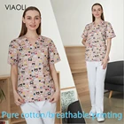 Топы с V-образным вырезом для медсестер, женские скрабы, одежда с дышащей мультяшной печатью, хирургическая медицинская униформа для женщин, оптовая продажа