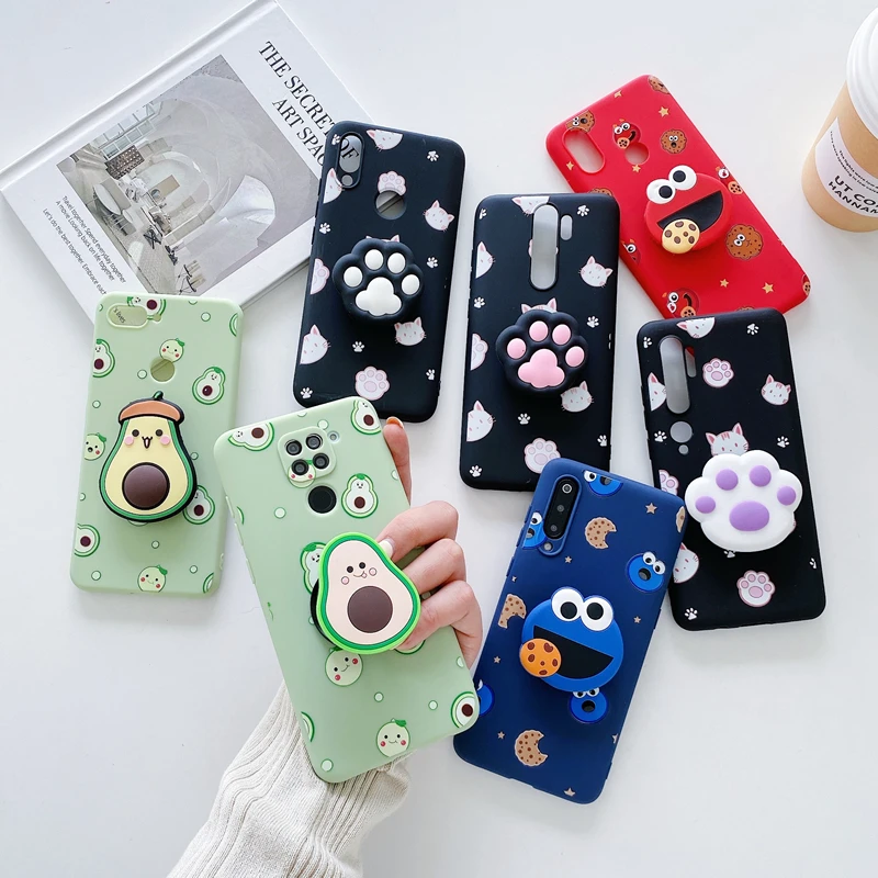 3d cute cartoon phone holder case for xiaomi poco x3 nfc x3 pro m3 pro pocophone f1 redmi note 9 7 8 pro mi 9 se 8t stand cover free global shipping
