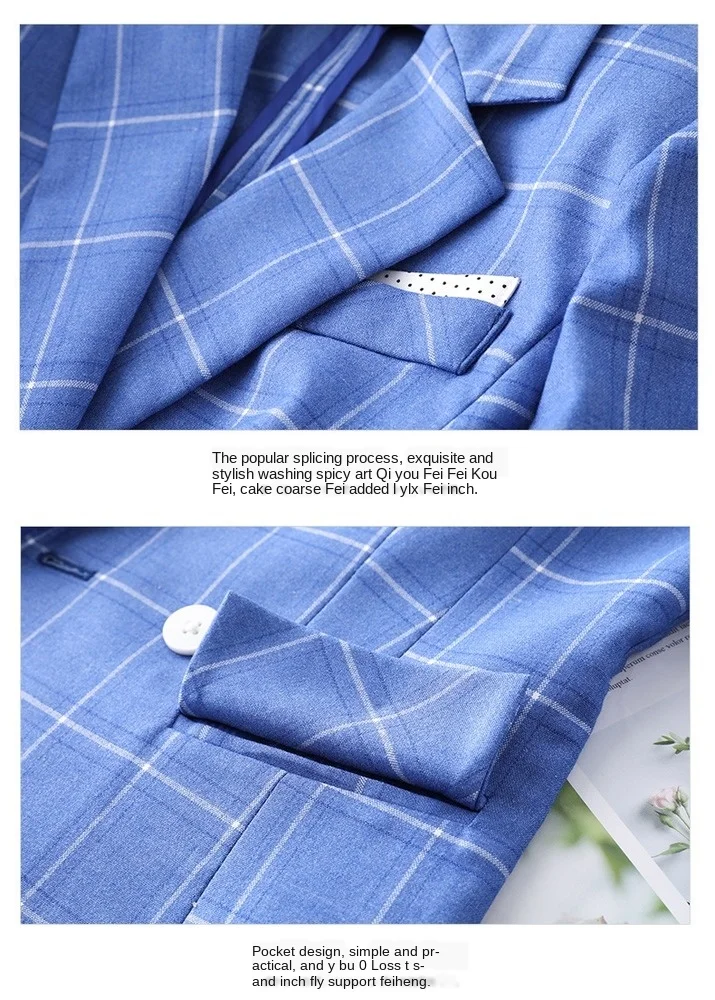 

Spring Autumn New Fashion Temperament Slim Small Suit Plaid Jacket Women's Nine Pants Suit Women Suits Office Suits for Women