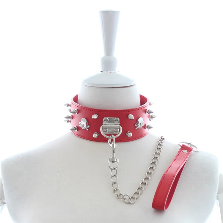 Искусственная кожа заклепки альтернативный металлический раб Pu кожаный ошейник