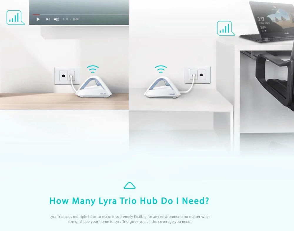 ASUS Lyra Trio AC1750 3x3 MIMO домашняя сеточная WiFi система Двухдиапазонные беспроводные сеточные сетевые роутеры