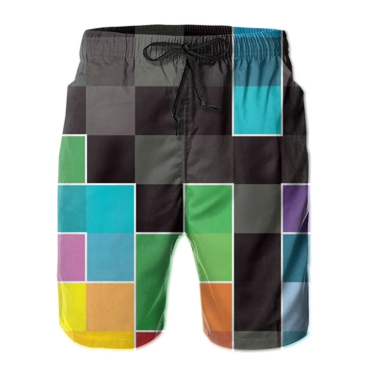 

Men Pants Tetris Mosaic Surfing Beach Board Swim Trunks Sport Quick Dry Mesh Casual Pretty Cool Short for Boy