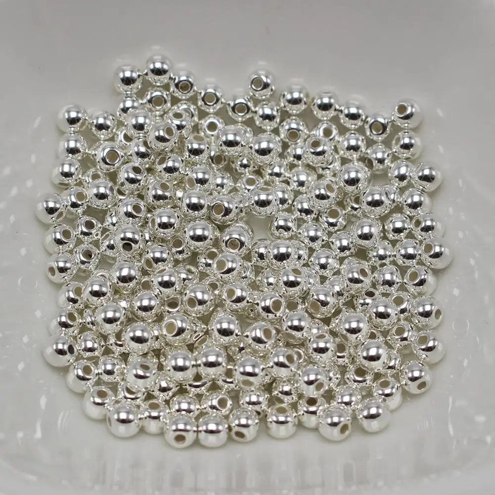 

10000 Silver-plate Tone Metallic Acrylic Smooth Round Beads 3mm Spacer Beads