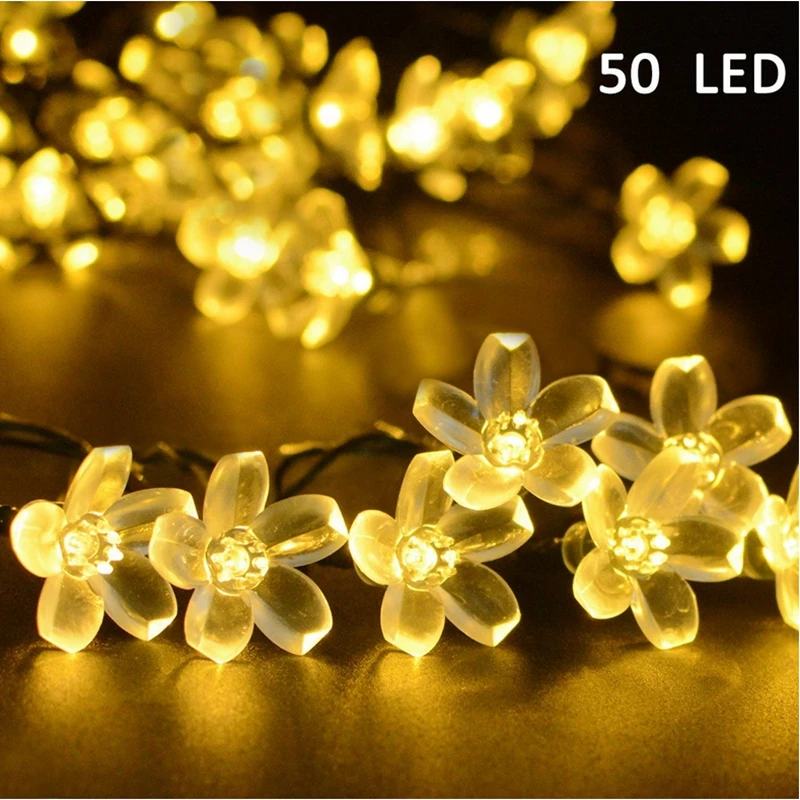 

Waterproof Bee Water Drop Peach Blossom Star Ball Crystal Globe Snowflake 20 50LED Solar Light String Outdoor Waterproof Decorat