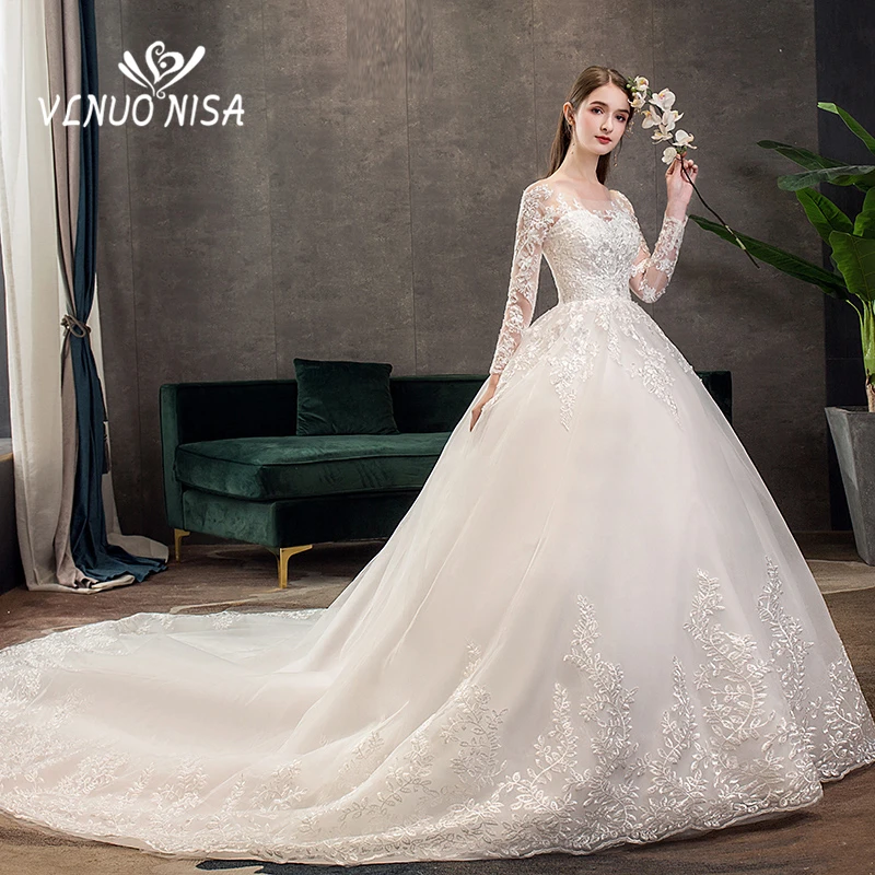 Элегантное кружевное свадебное платье принцессы цвета слоновой кости с вышивкой