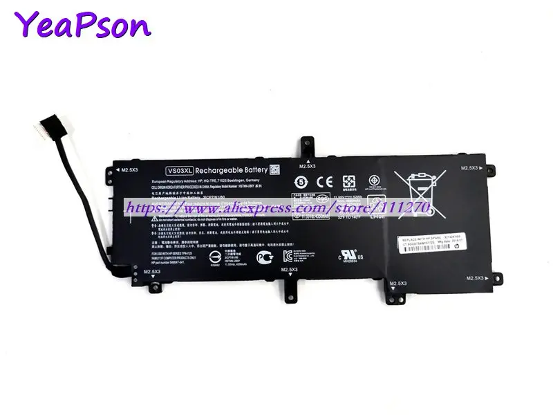 Yeapson 11 55 V 52Wh оригинальный VS03XL 849047 541 849313 850 Стандартный Аккумулятор для ноутбука Hp