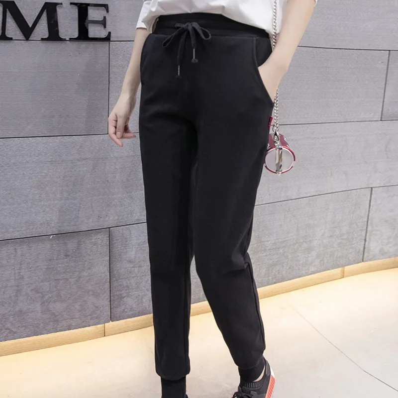 Женские штаны с высокой талией для бега и фитнеса спортивные осенние свободные