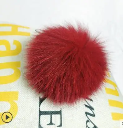 fox fur wine red DIY Роскошный меховой помпон из натурального меха лисы, помпон, помпон ручной работы, действительно большой помпон для волос,, шапка с пряжкой - Цвет: fox fur wine red