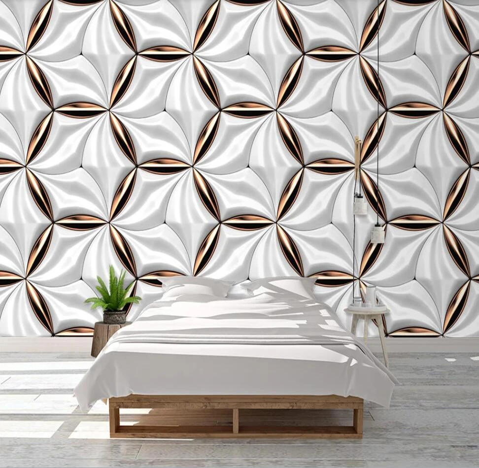 Настенные 3D-обои на заказ роскошный металлический фон с белым светом в