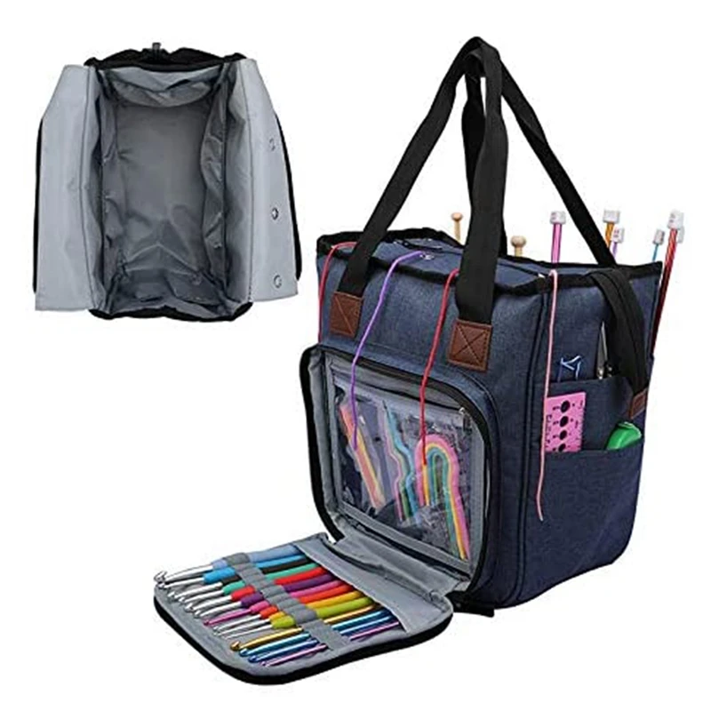 

Best Wool Crochet Hook Storage Bag DIY Handicraft Supplies Accessories Portable Woven Bag 600D Oxford Cloth Storage Bag