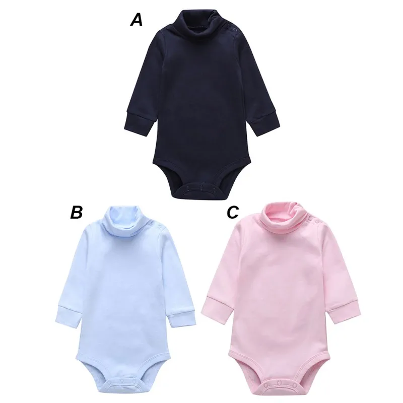

Long Sleeved Bodysuits Baby Boys Girls Cotton Solid Color Round Neck Bodysuits