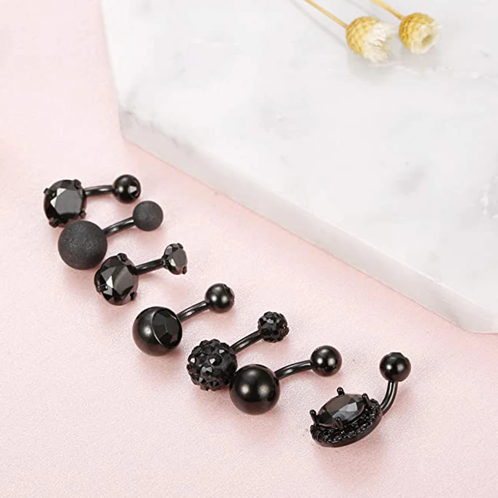 Серьги для пупка из хирургической стали 14 г 316L с фианитами украшения пирсинга |