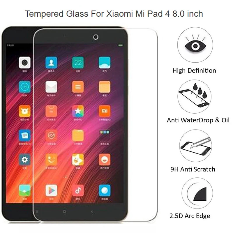 For Xiaomi Mi Pad 4 Screen Protector Protective Film 9H Tempered Glass for MiPad 8.0 inch Tablet | Компьютеры и офис