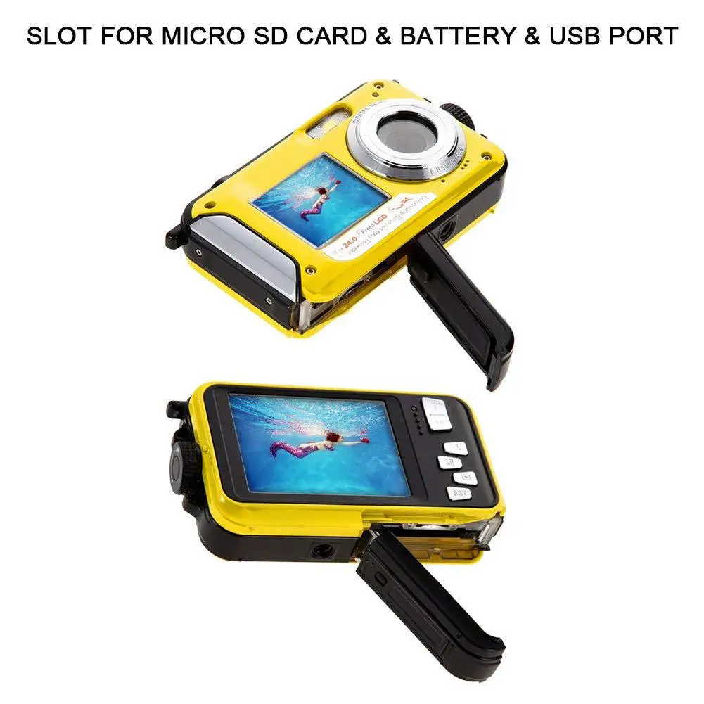 

Waterproof Digital Camera Full HD Underwater Camera 24 MP Video Recorder Selfie Dual Screen DV Recording Camera r29
