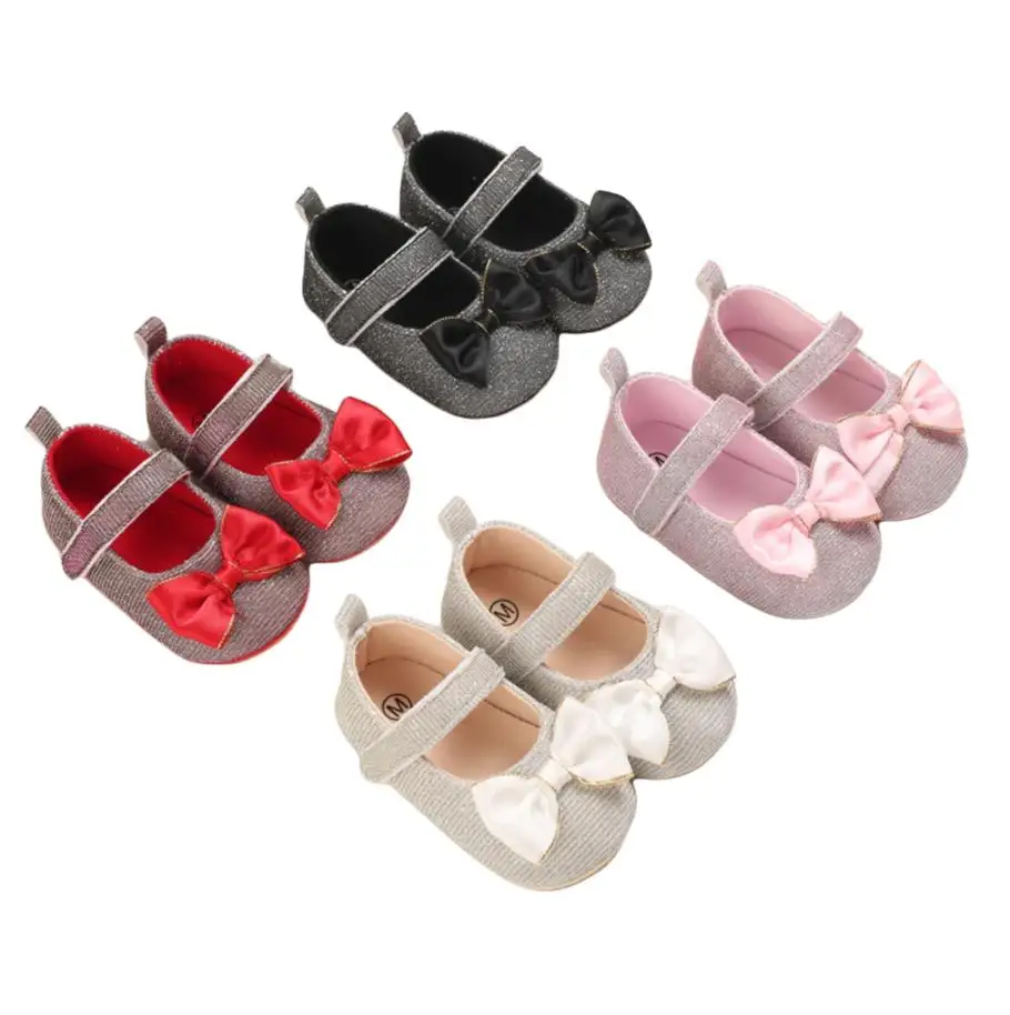 

Baby Toddlers Princess Shoes Breathable Baby Girls Bow Decoration Soft Sole Shoes Non-slip Prewalker First Walkers For 0-18Month