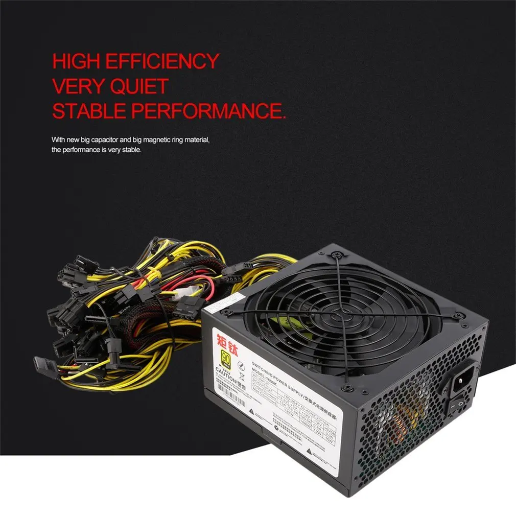 1600 Вт источник питания для 6GPU Eth Rig Ethereum Coin Mining Miner выделенный 90 Gold высокая