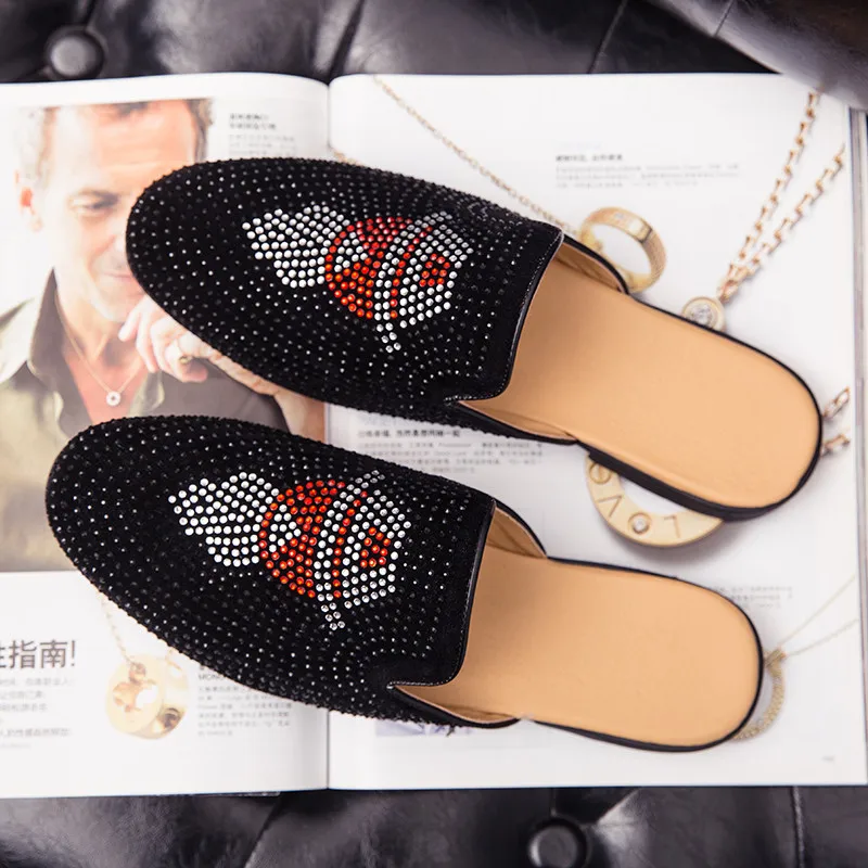 

Personality Men's Sandals Party Trend Shoes Men Designer Casual Fashion Handmade For Brand High Quality Half Drag Slippers